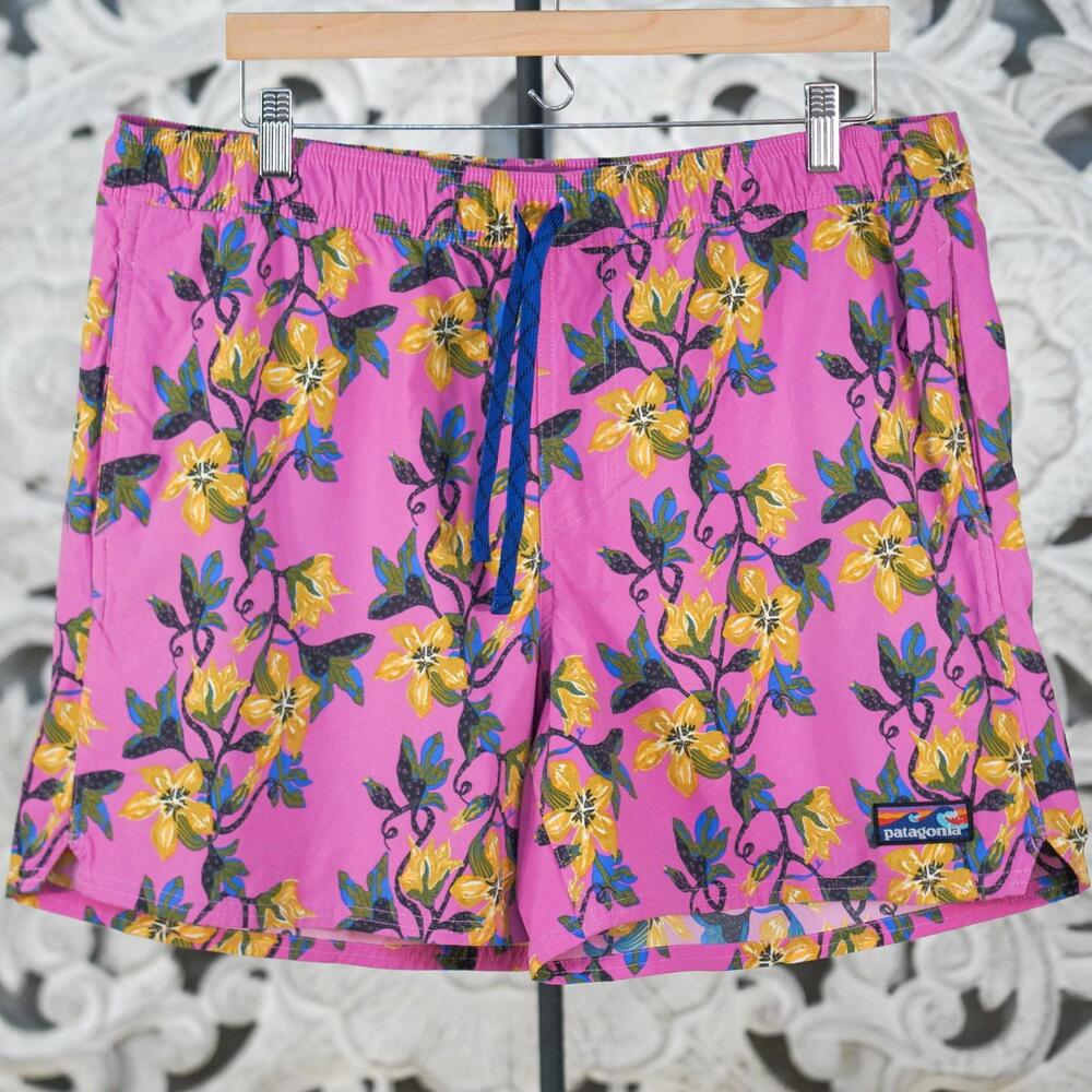 Patagonia Floral Swim Trunks Pink Nylon 5.5" Inseam Men’s L Surf Shorts